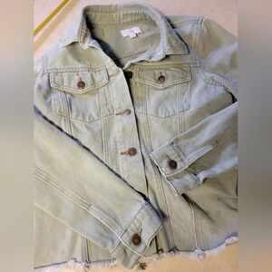 MudPie women size sm denim jacket-light sage green